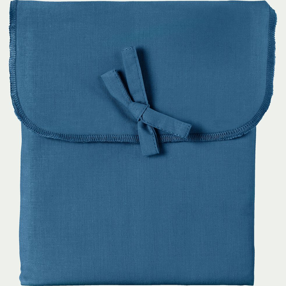 Taie de traversin en coton - bleu figuerolles 43x190cm-CALANQUES