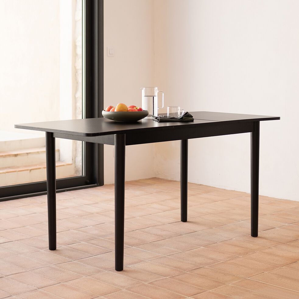 Table de repas extensible en bois  - noir  (4 à 6 places)-PEDRO