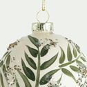 Boule de Noël motif végétal en verre - vert D8cm-PIVA
