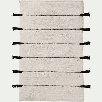 Tapis de bain à pompons en coton 50x80cm - blanc ventoux-GOURDON