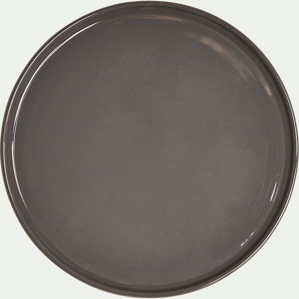 Assiette plate en faïence gris restanque D27cm-VADIM
