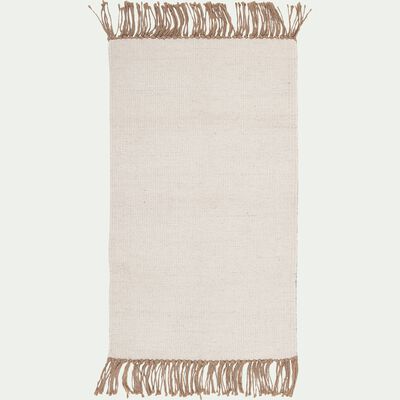 Tapis à franges en laine et jute - blanc 60x100cm-VICO