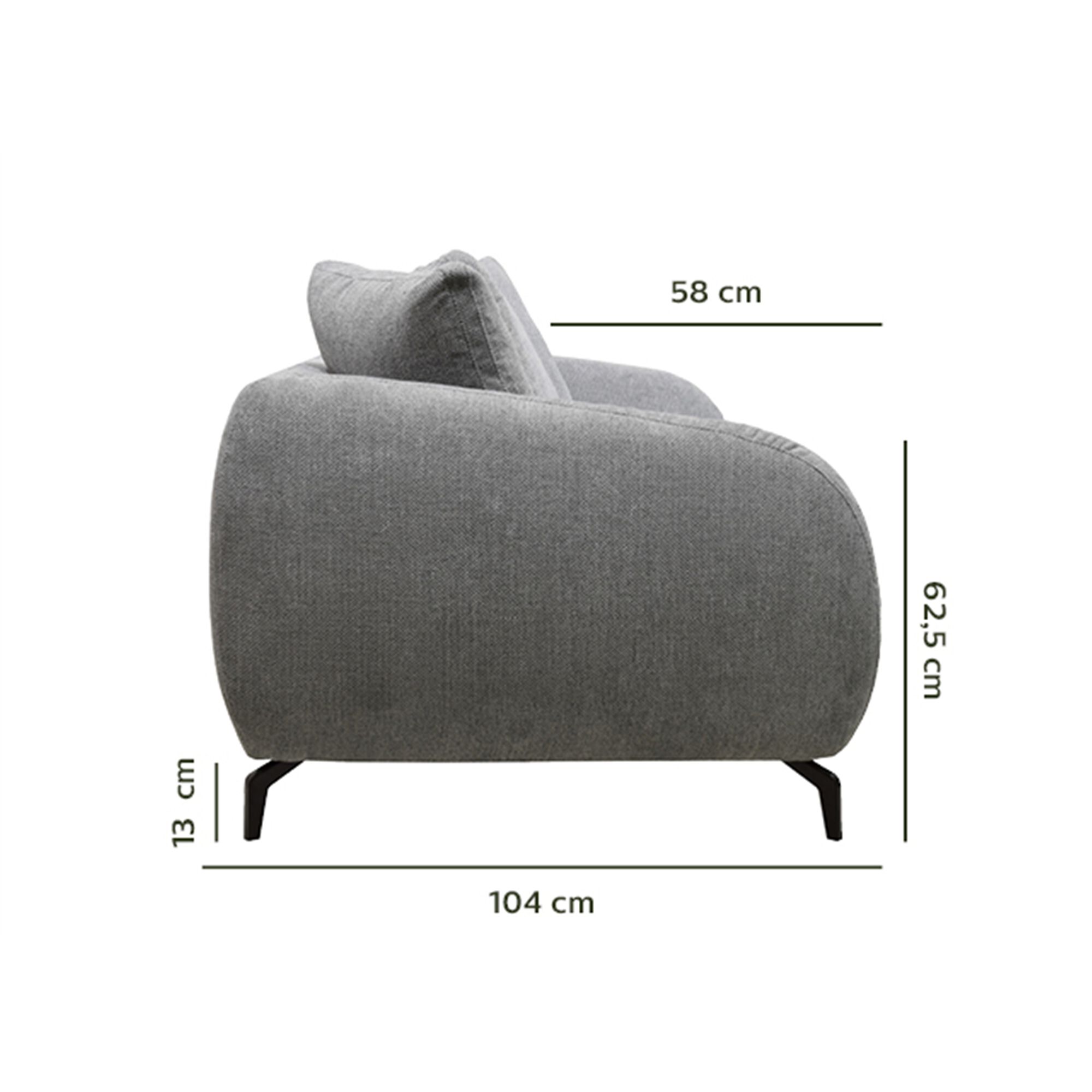 Canapé 4 places convertible en tissu tramé piétement noir - gris ardoise-COLINE
