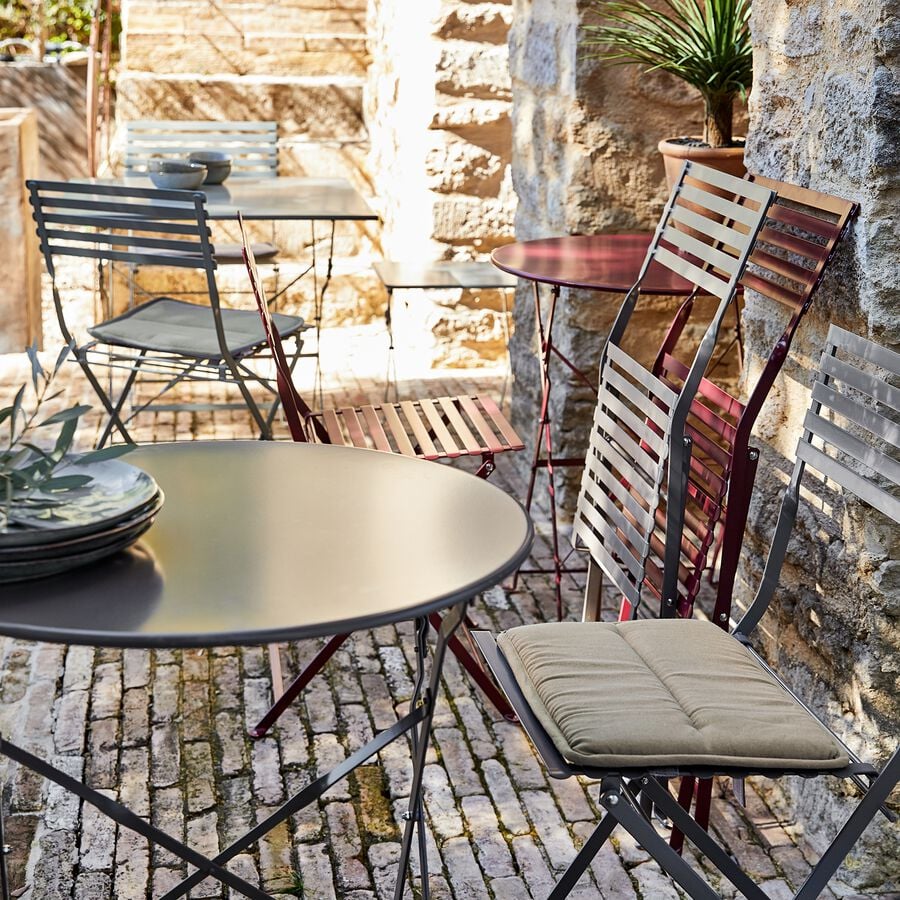 Chaise de jardin pliante en acier - vert olivier-CERVIONE