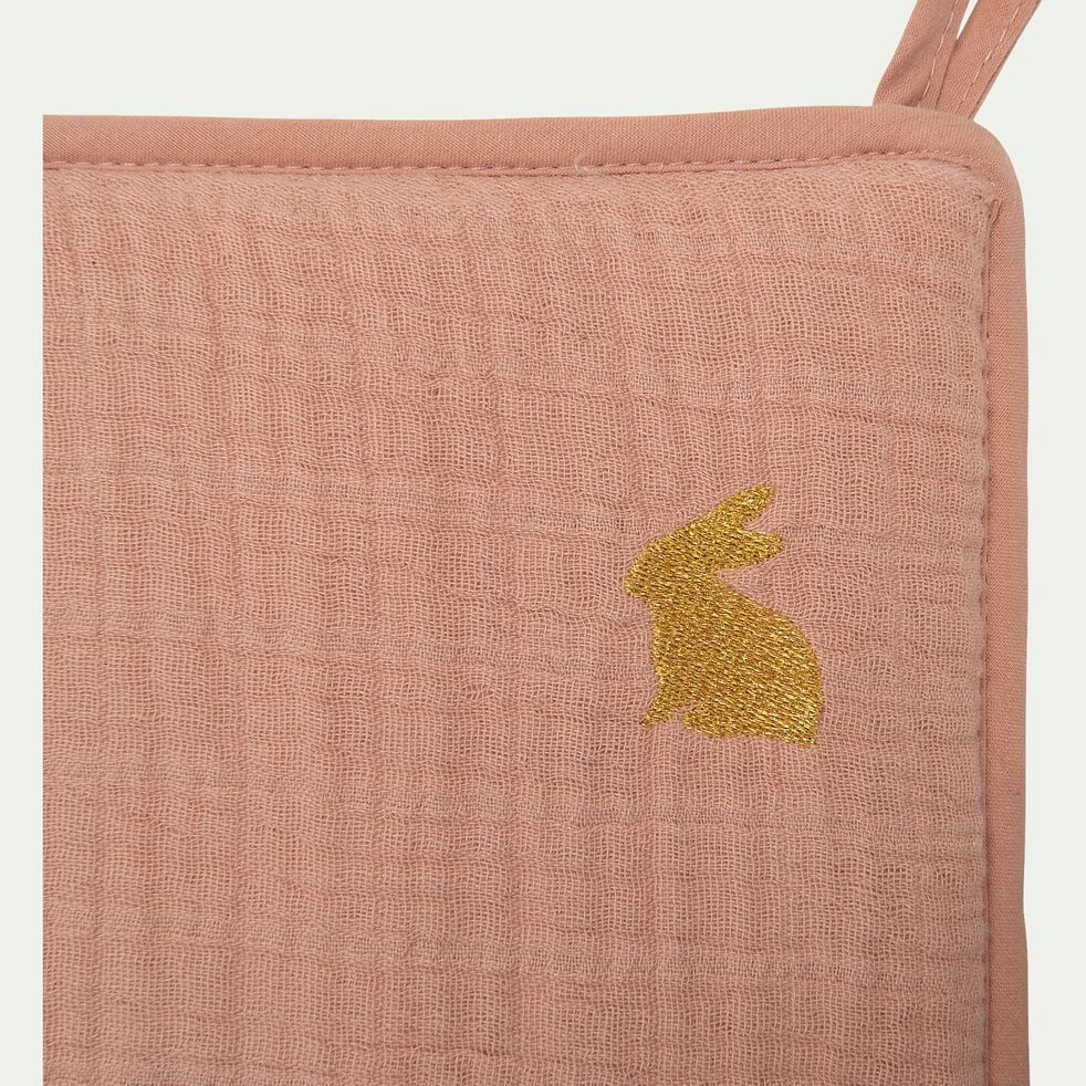 Tour de lit bébé en gaze de coton bio avec broderie lurex - rose salina-NUAGE