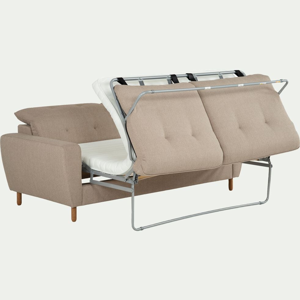 Canape convertible 3 places en tissu avec têtière réglable - artemis beige-ODYS
