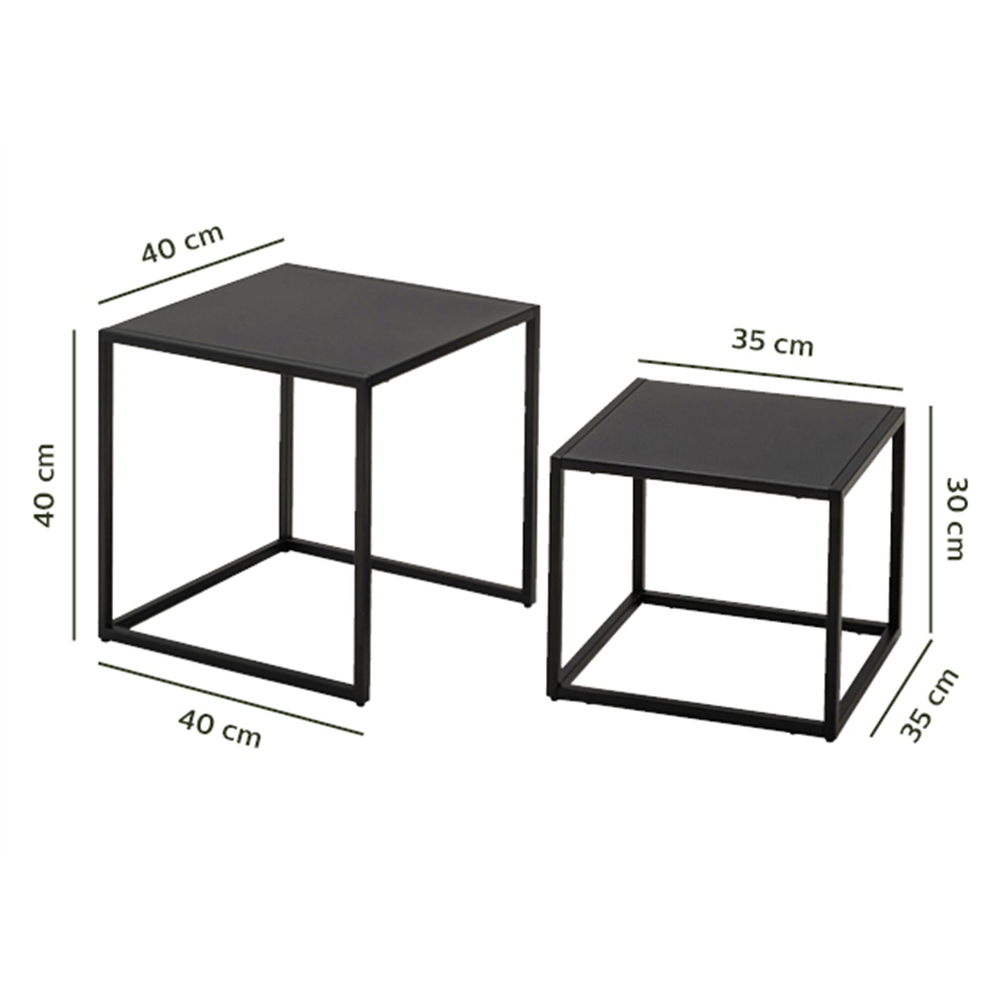 Tables basses gigognes en métal - noir-LEVANTE