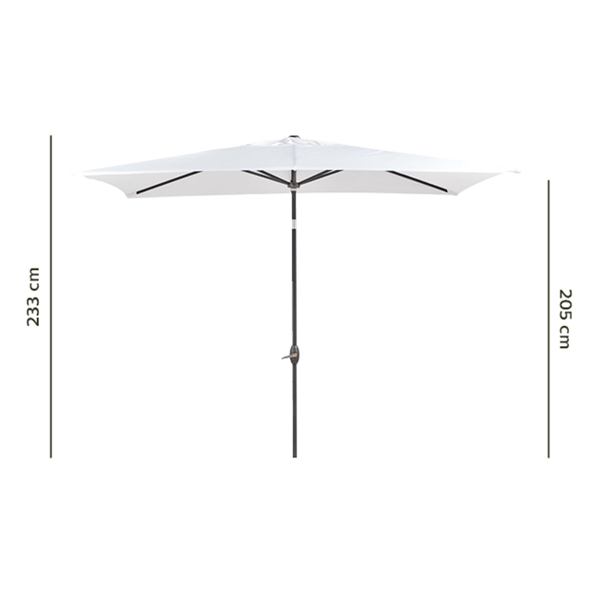 Parasol avec mat inclinable et manivelle 2x3 blanc capelan-MUY