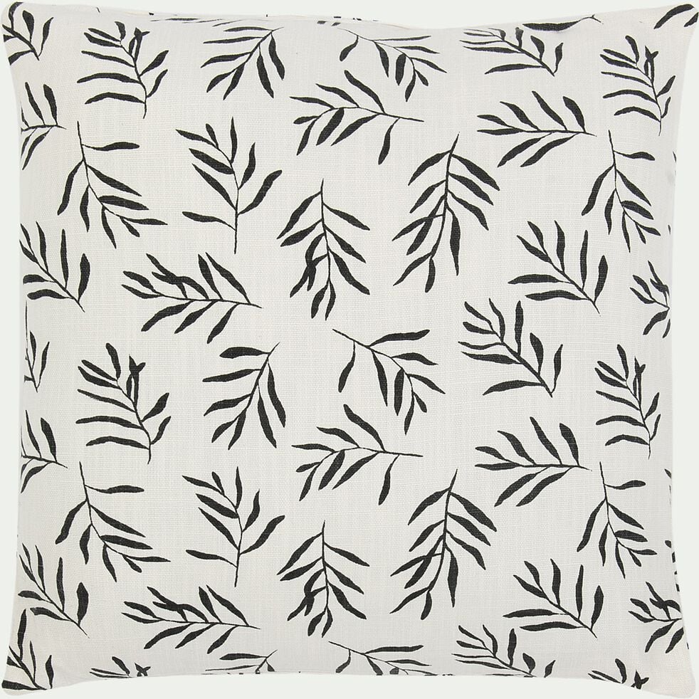 Coussin motif Aloyse en coton 45x45cm - noir et blanc-ALOYSE