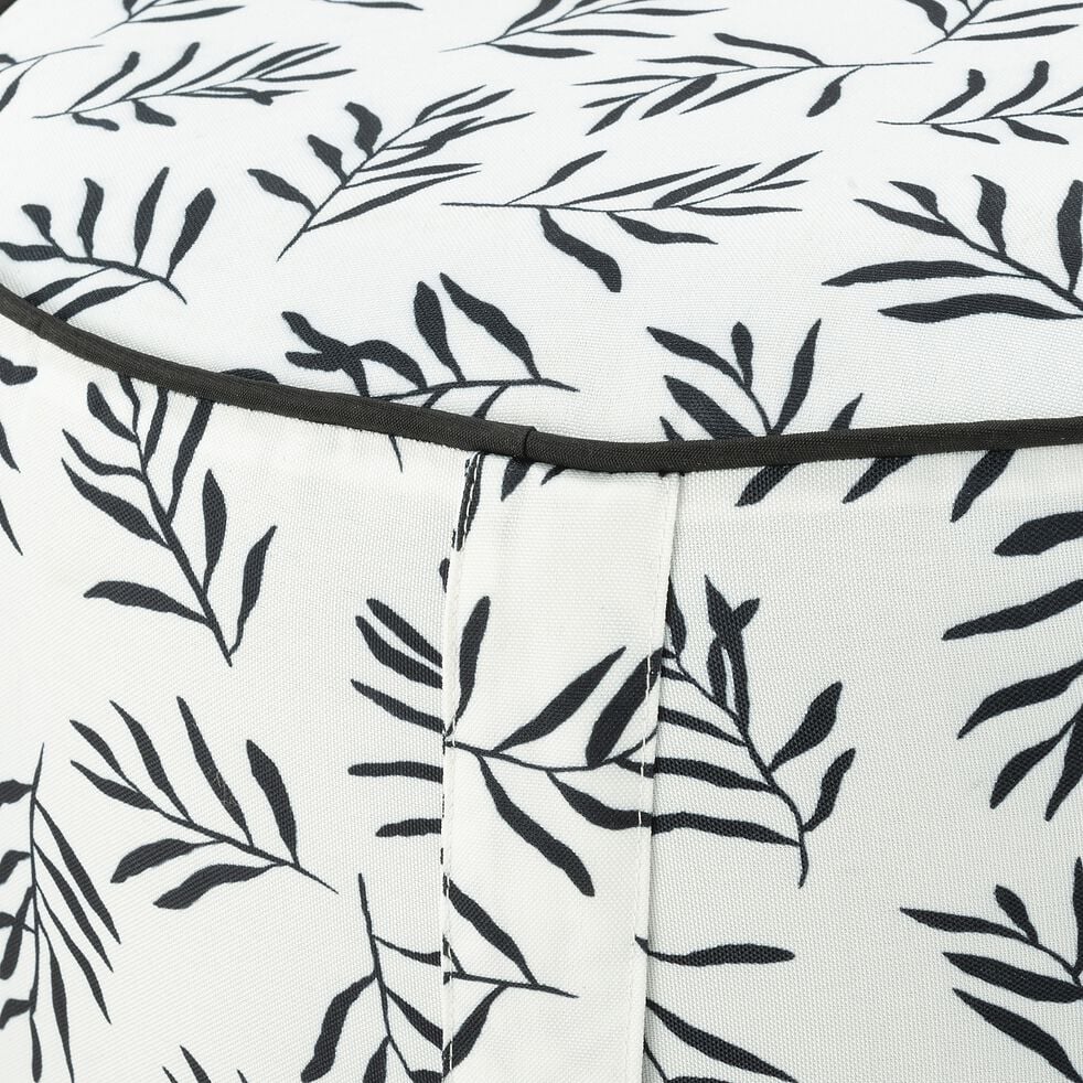 Pouf de jardin en tissu motif Aloyse - blanc D53cm-Caprice