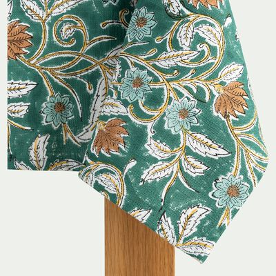 Nappe à motif floral en coton - vert 140x250cm-SARINEELA