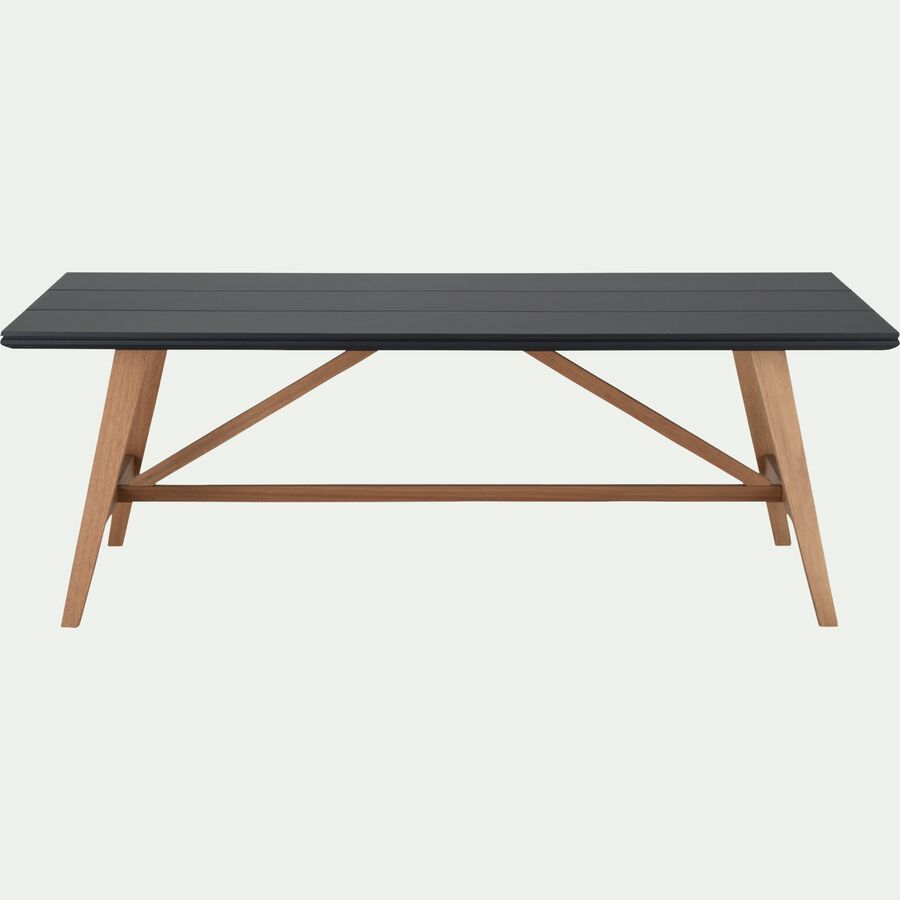 Table fixe de jardin en eucalyptus et duraboard- noir (8 à 10 places)-ZELIA