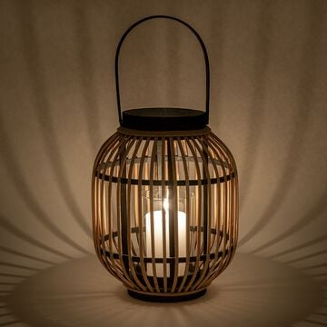 Lanterne en fer et bambou - naturel H31cm-LAIZA