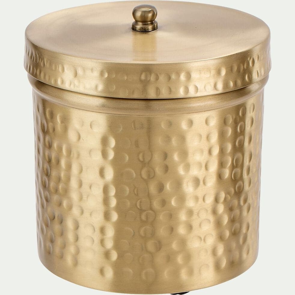 Boîte décorative ronde en fer - doré D13xH13,5cm - ALMARJ