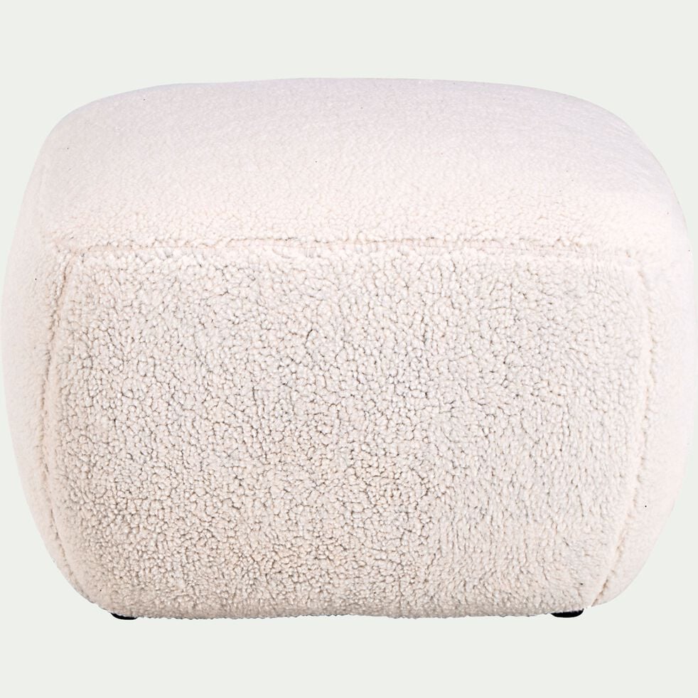 Pouf en tissu effet moutonné - blanc capelan-COTTI