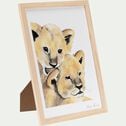 Image aquarelle encadrée famille de lions - A4-FAMILLE LION