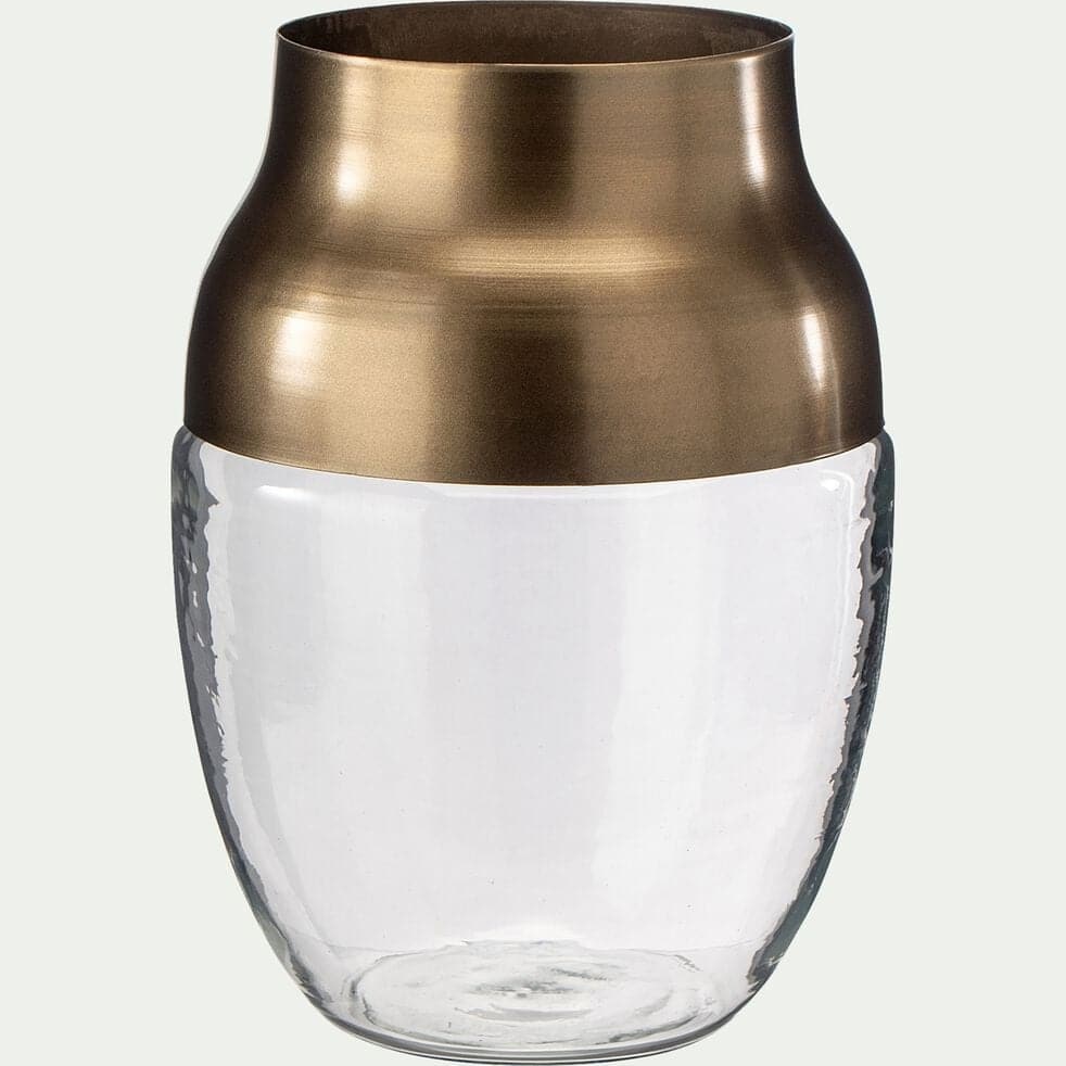 Vase en verre et cuivre - transparent D17,5xH24cm-VALDECILLA