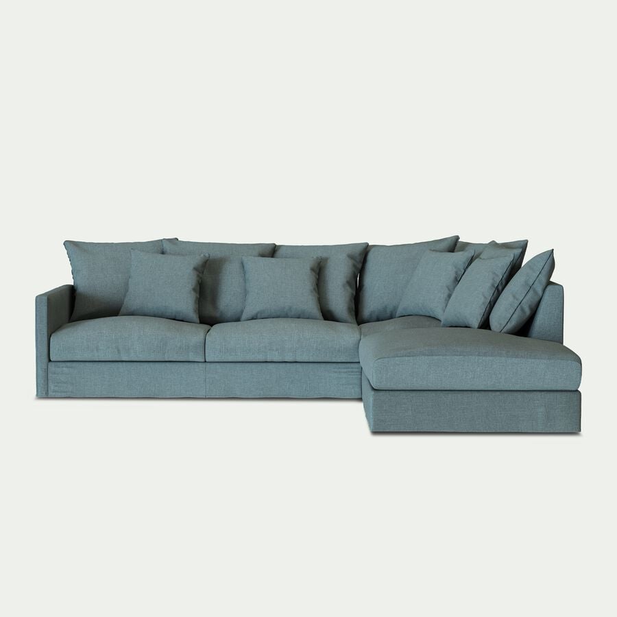 Canapé d'angle fixe droit en tissu - bleu calaluna-SIMONA