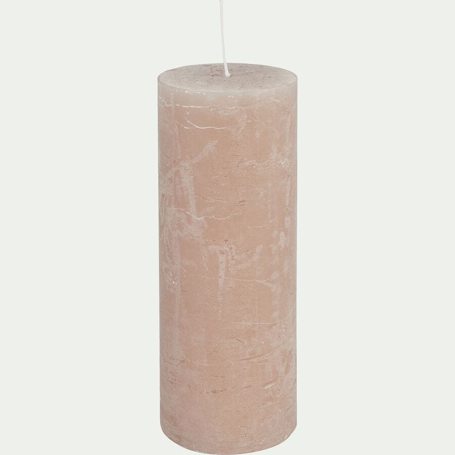 Bougie cylindrique rose argile D7xH19 cm-BEJAIA