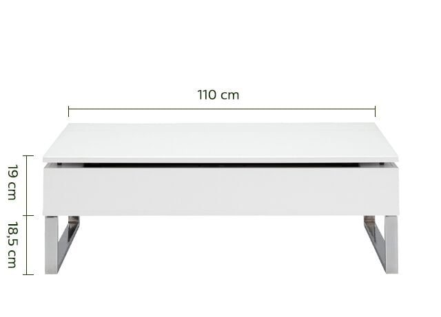 Table basse avec tablette relevable - blanc-Novy