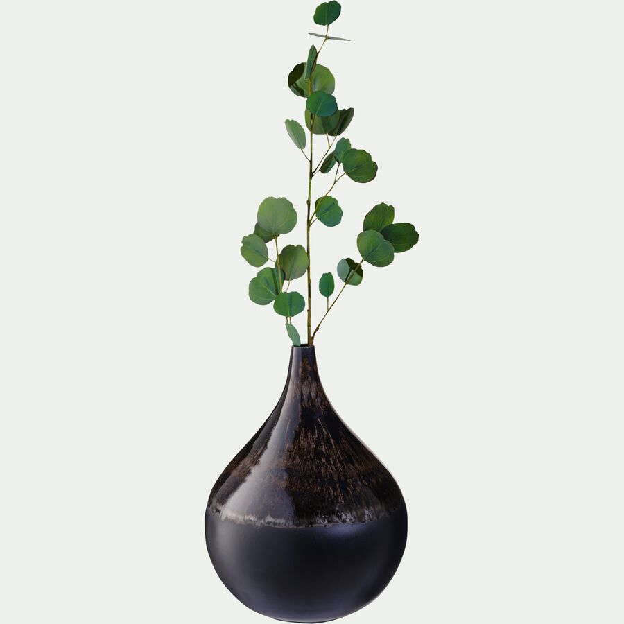 Vase émaillé en faïence - noir D28xH34cm-ALOUMINA