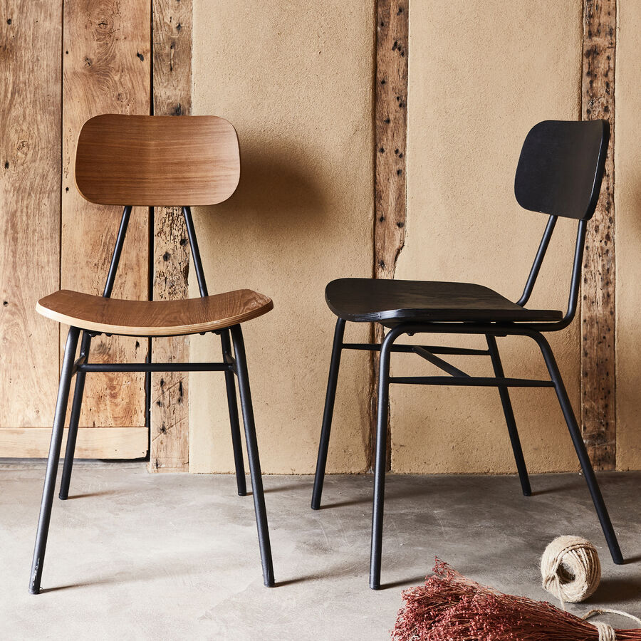 Chaise en bois de frêne et acier - noir-LORA