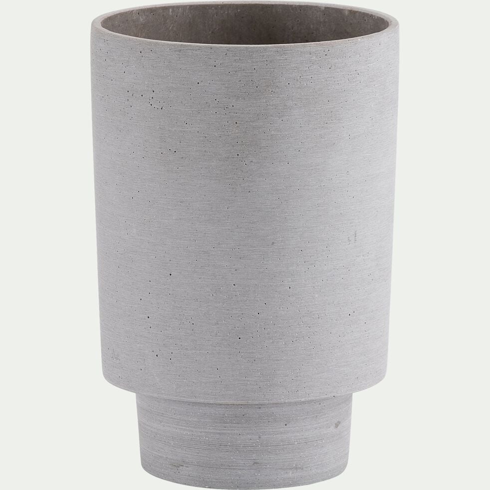 Vase conique en poudre de pierre - gris D15xH22cm-CALCIS