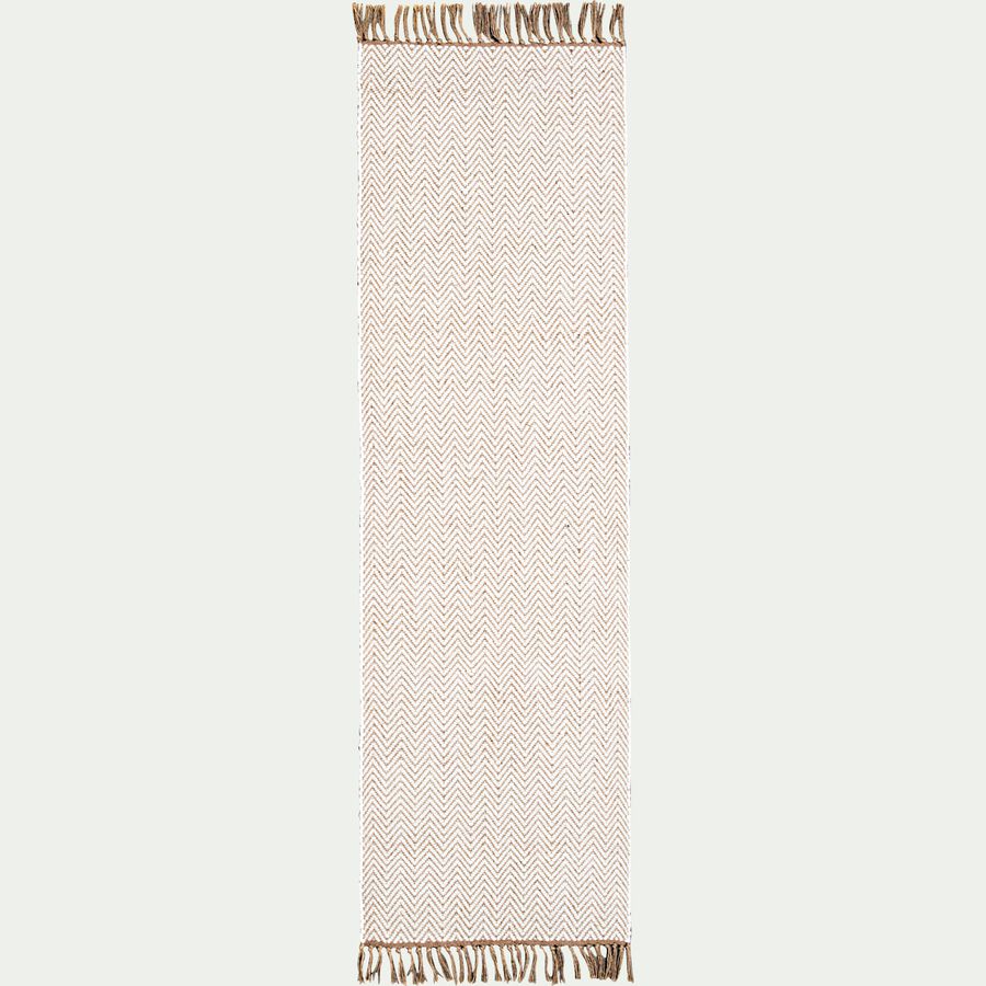 Tapis de couloir et laine et jute - blanc 60x200cm-TURAU