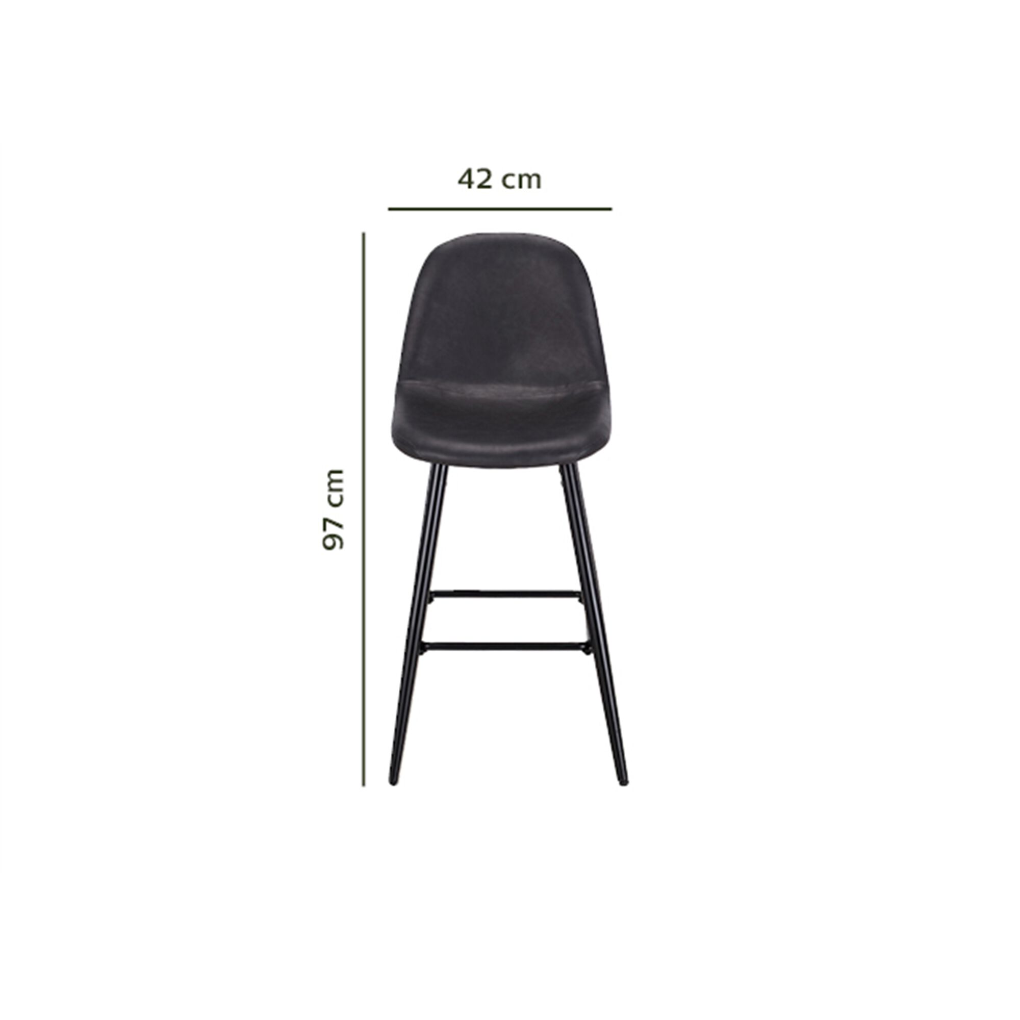 Chaise de bar en simili - noir H66cm-LOANA
