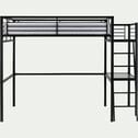 Lit mezzanine 2 places en acier avec bureau en verre - noir 140x200cm-NIOLON