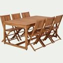 Ensemble table de jardin et 6 chaises en acacia huilé - bois clair-CARLOTI