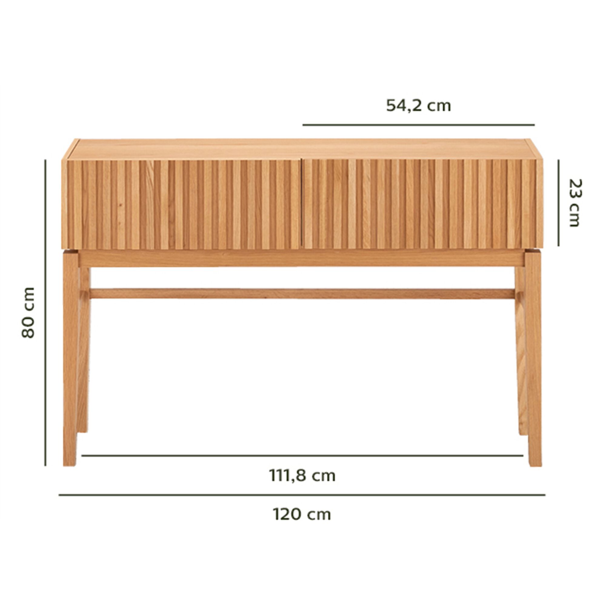 Console 2 tiroirs en bois - naturel L120xl30xH80cm-FEVE