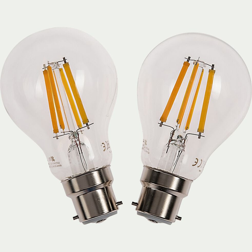 Lot de 2 ampoules LED lumière chaude culot B22 - D6cm-STANDARD
