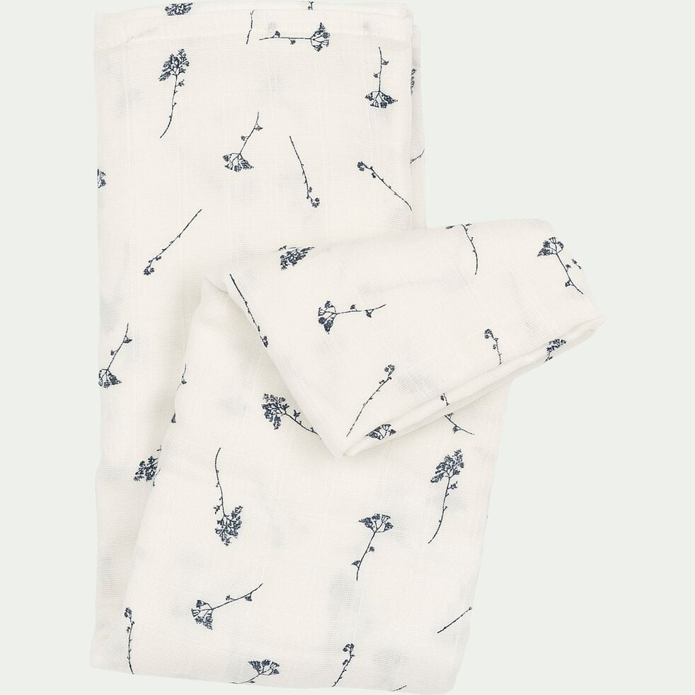 Lange bébé en coton bio à motifs 120x120cm - Blanc-GRAMINEES