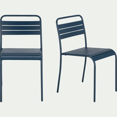 Chaise de jardin empilable en acier - bleu figuerolles-Souris