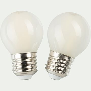 Lot de 2 ampoules LED sphère lumière neutre - E27 4,5W D6cm blanc-STANDARD