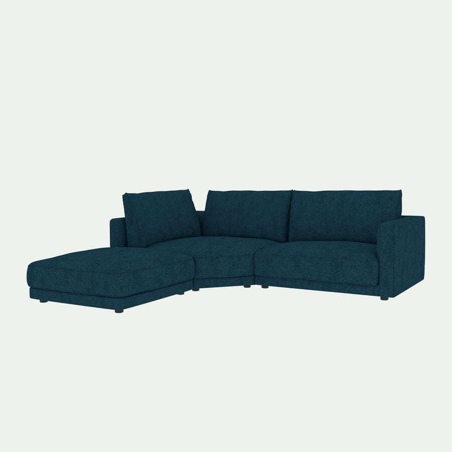 Canapé d'angle 4 places gauche en tissu joint - bleu figuerolles-AUDES