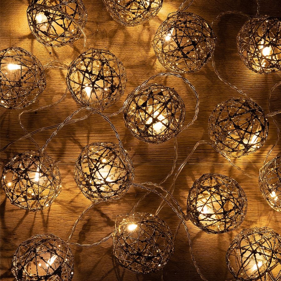 Guirlande lumineuse boules - doré L380cm-PALARES