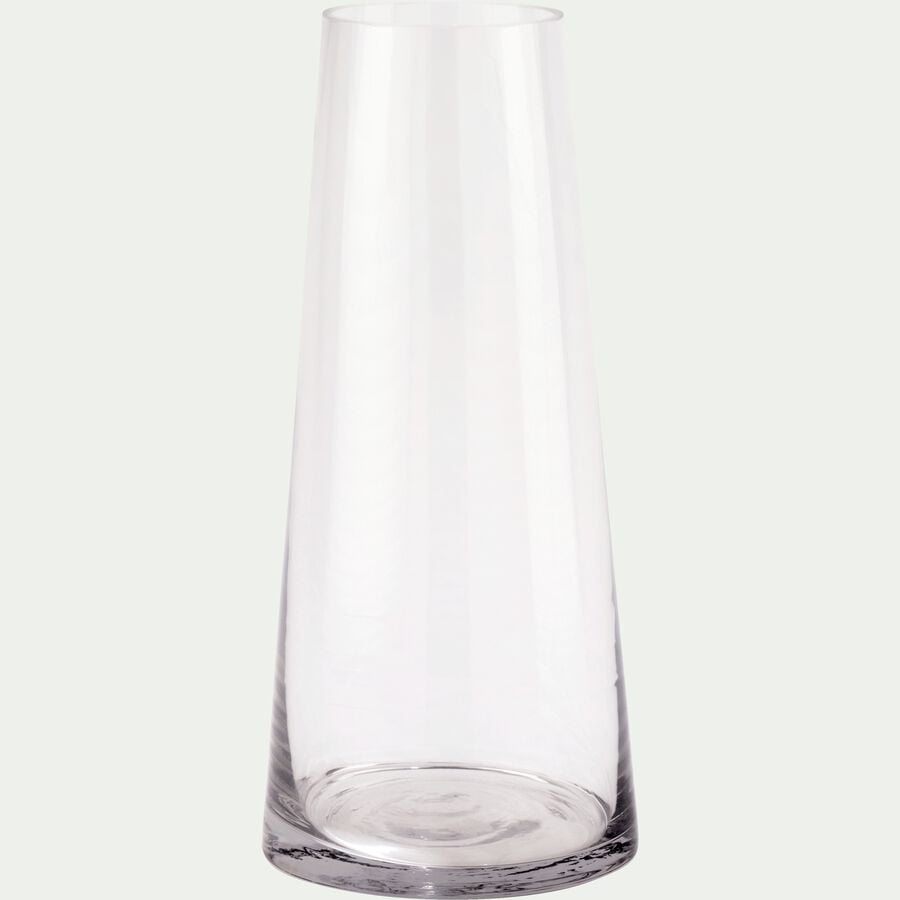 Vase conique en verre épais - transparent H30cm-GALICE