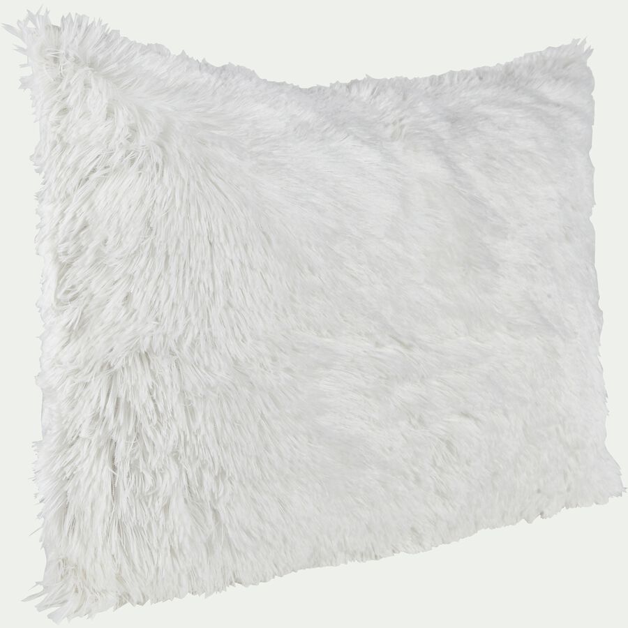 Housse de coussin à poils longs - blanc 40x60cm-ELEC