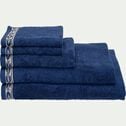 Drap de douche avec motif en coton - bleu encre 70x140cm-KISSOS
