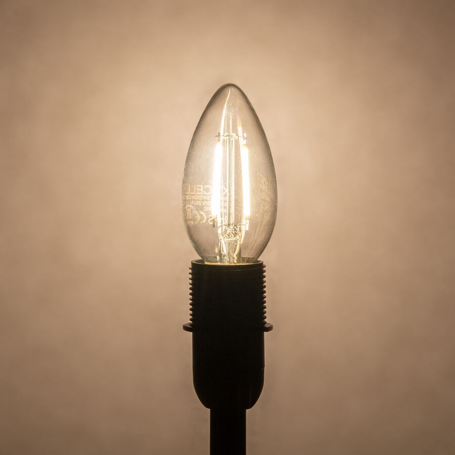 Lot de 2 ampoules LED flamme lumière chaude - E14 2W D3,5cm blanc-STANDARD