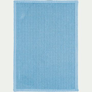 Tapis de bain en coton jacquard - bleu autan 50x70cm-ESCAPADE