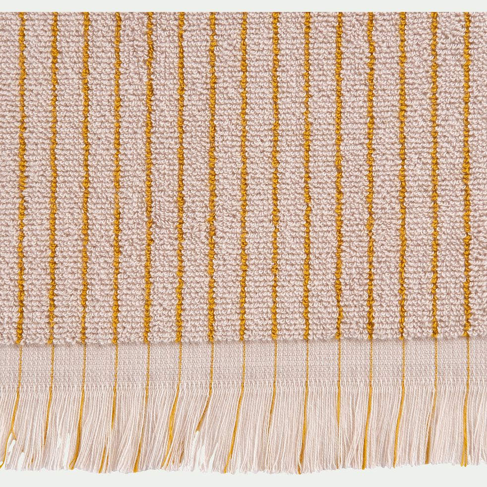 Drap de plage rayé en coton éponge - beige sable 100x180cm-RONDINARA