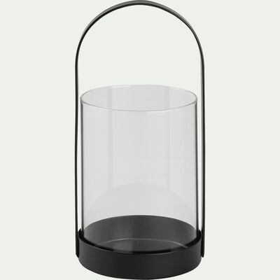 Lanterne en verre et fer - noir D9,2xH21cm-PASQUALE