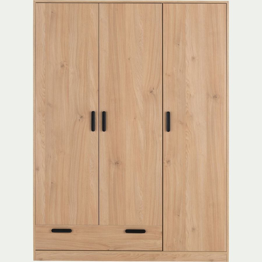 Armoire 3 portes battantes aspect chêne - bois clair H200cm-SALVA