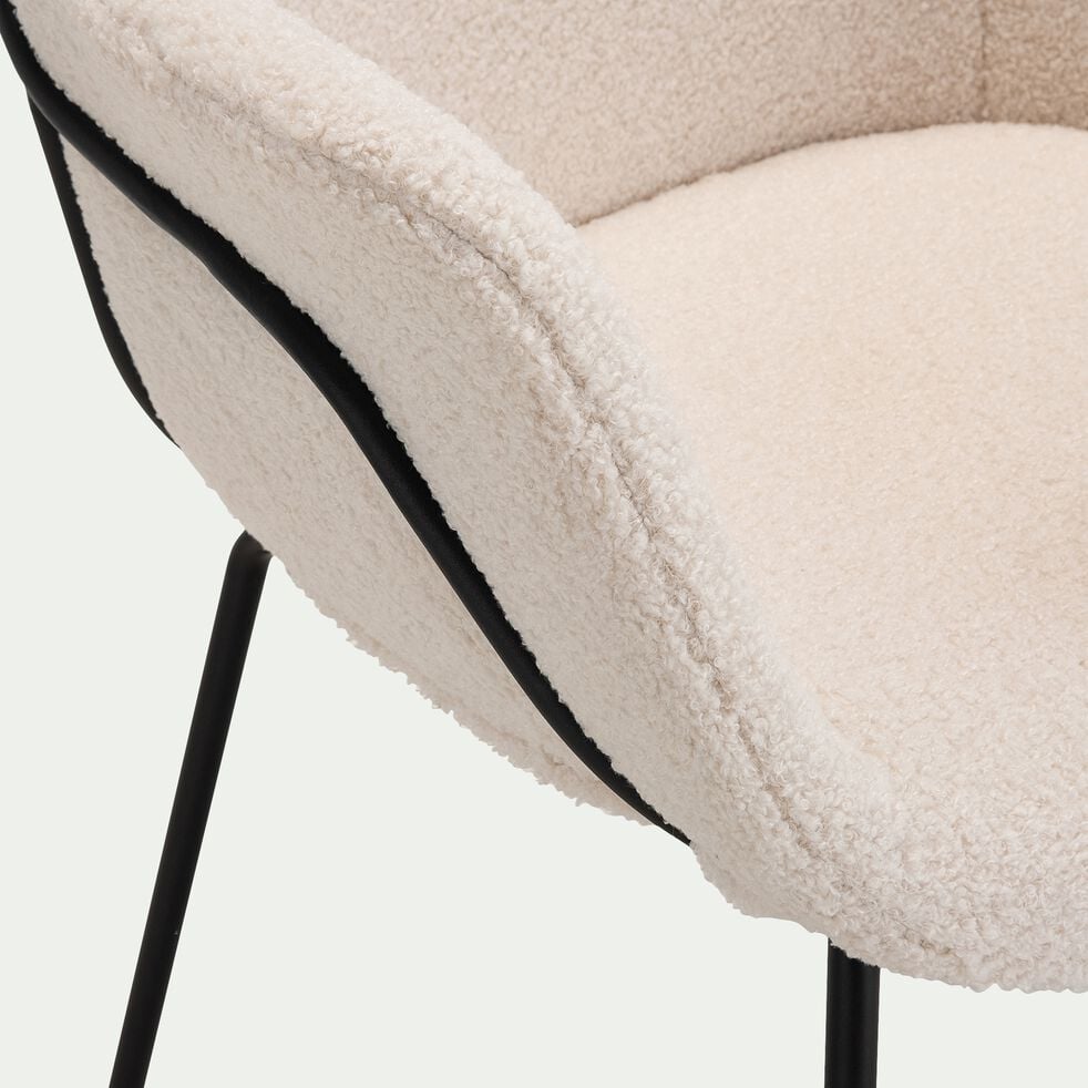 Chaise en tissu bouclette avec accoudoirs - blanc-CHLOE