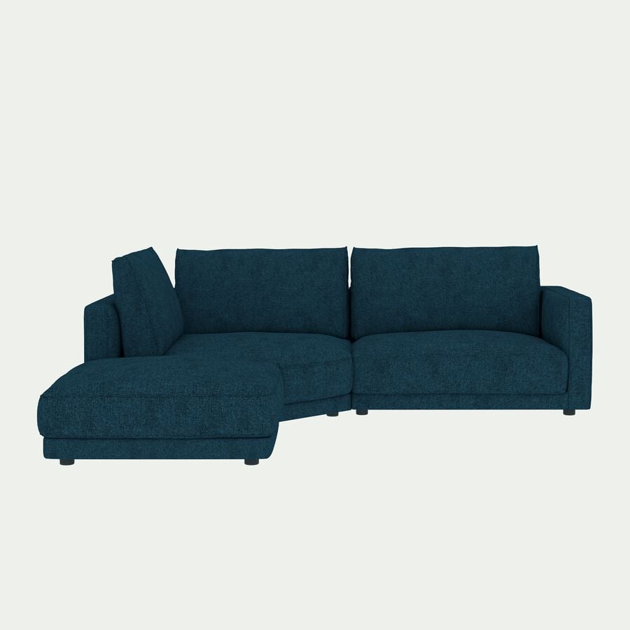 Canapé d'angle 4 places gauche en tissu joint - bleu figuerolles-AUDES