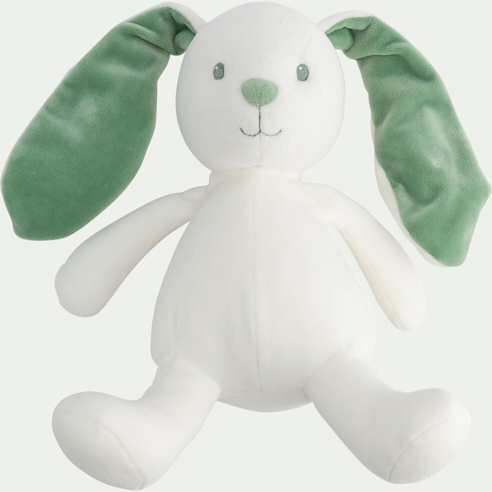 Peluche lapin - blanc et vert H30cm-ZOE