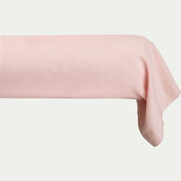 Taie de traversin en lin lavé - rose rosa 45x190cm-VENCE